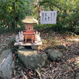 この小さなお稲荷さんの裏手側に辿り着く。ここまで登ってこなくても、下の細道を通ってる途中でチェックポイント判定されます。