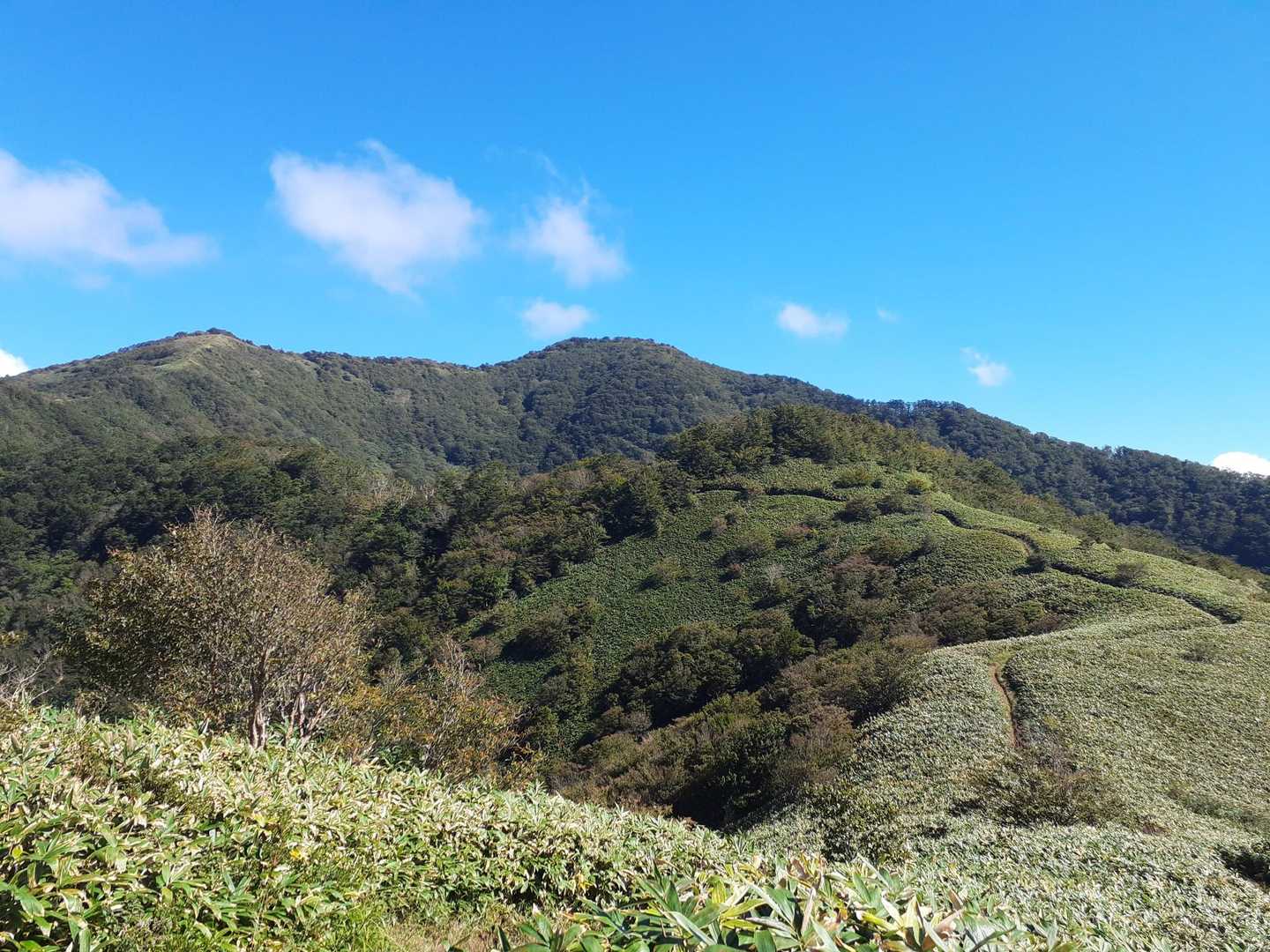 振り返って、下蒜山から下りてきた稜線ー😚