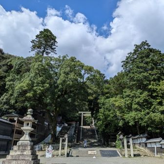 多度大社前で🐴下山です😊