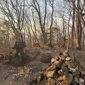 裏手のお山、根本山
ここへ行くまでもザラザラ砂で滑るし、急な坂だし、、、ストックあると安心レベル