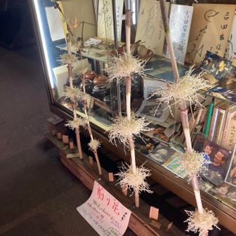 小正月のお飾り　初めてみた削り花。
体験で作ることも出来るらしいですね