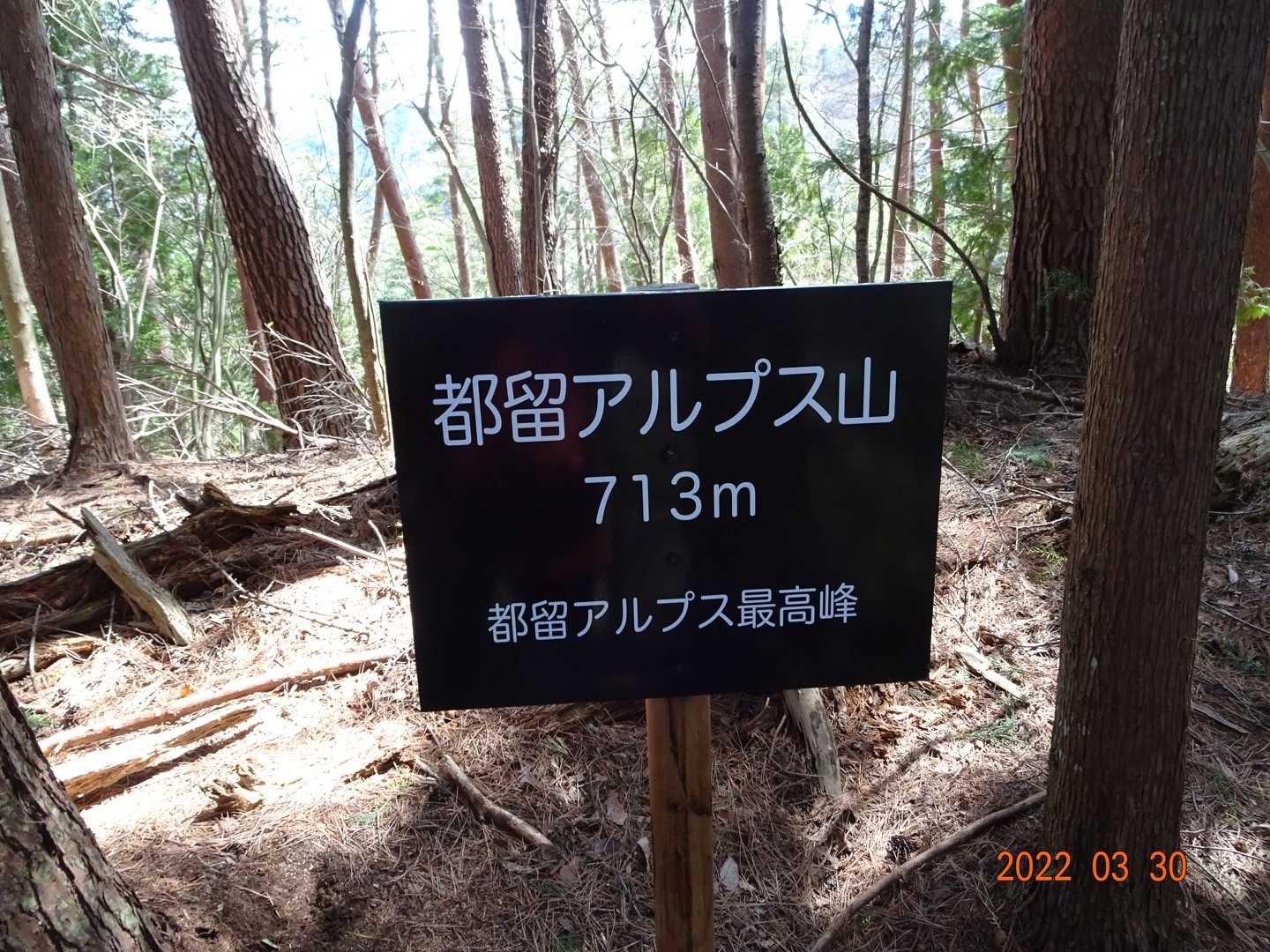 本日の最高峰、都留アルプス山713mです
