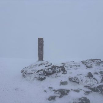 トマの耳登頂　真っ白