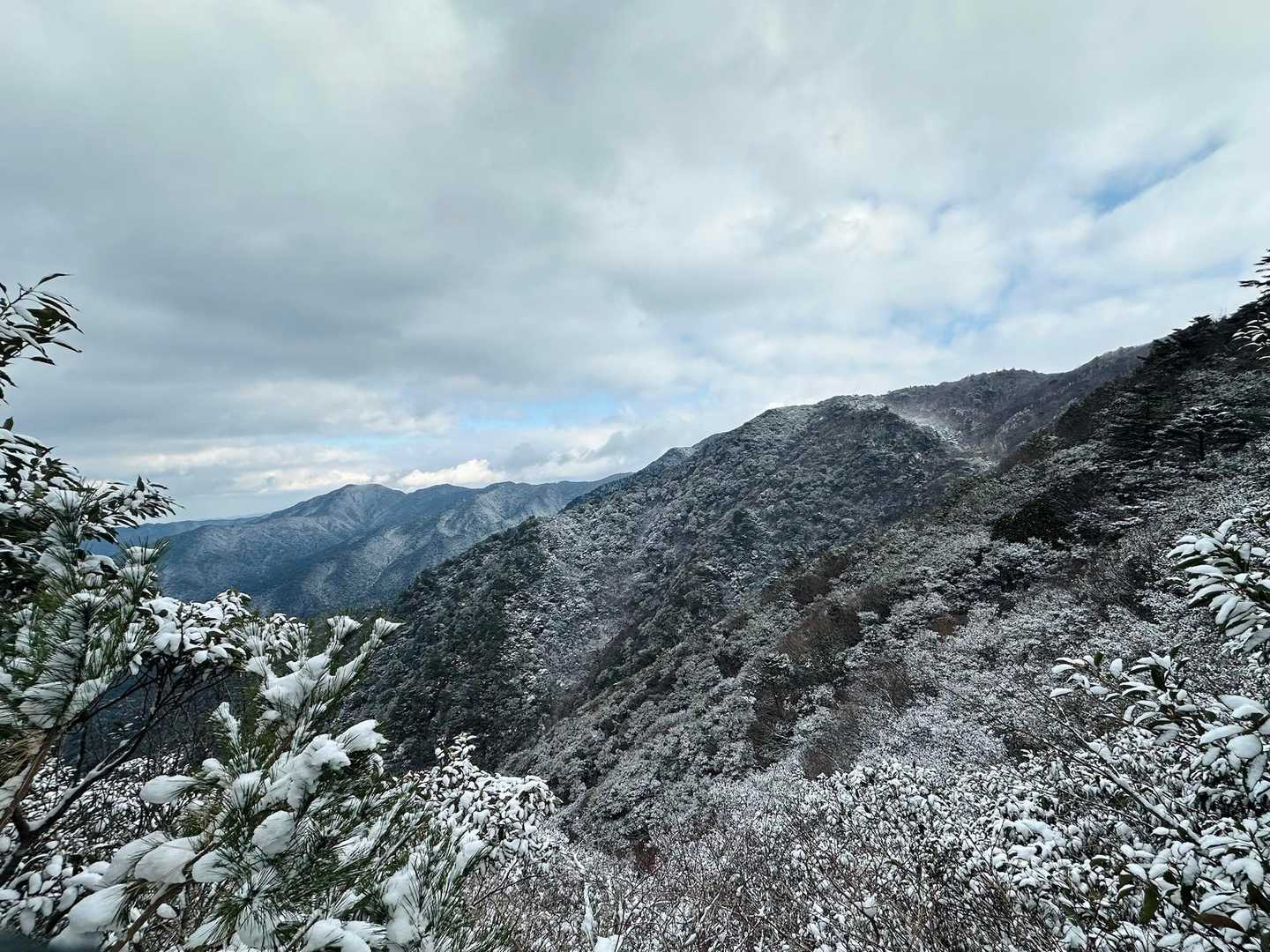 途中の展望所
三郡山系の白い稜線🥰