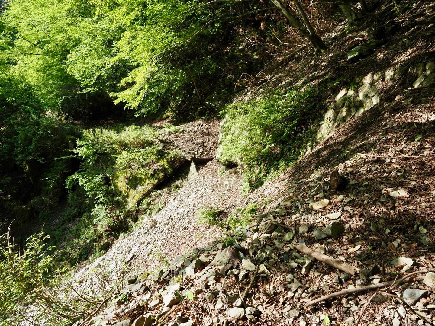 林道完全に崩れてます
ここは右を高巻きです
