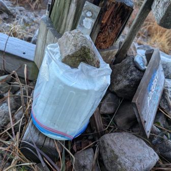 木札が収まるかわいいBOX登場😊
上からジプロックと石🪨で雨除け完全防備•̀.̫•́✧されていました✨✨✨