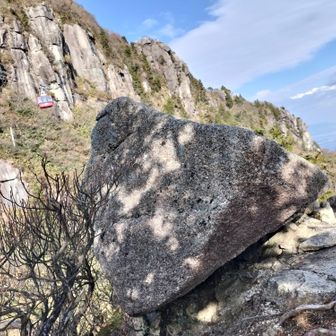 大黒岩の所の、この岩落ちそうです。