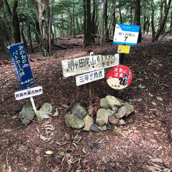 明ヶ田尾山頂上。展望は無しですが静かでいつ来てもいい雰囲気です