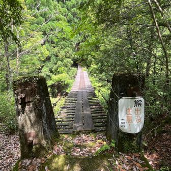 この吊り橋からスタート。熊出没より揺れる吊り橋が怖い