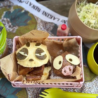 NAOさんからいただいた梅塩をサラダにパラパラ🥗とてもおいしかった🥰💕💕

オサワから左のフォー🍲🎶

お湯♨️に濡れると🐼🐖元の姿に戻ってしまうので、その前にいただきまーす！😋
