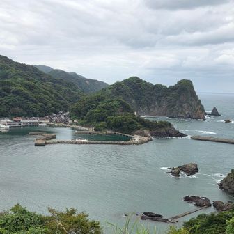 登山口駐車場。
浜坂漁港が眼下に見えてる