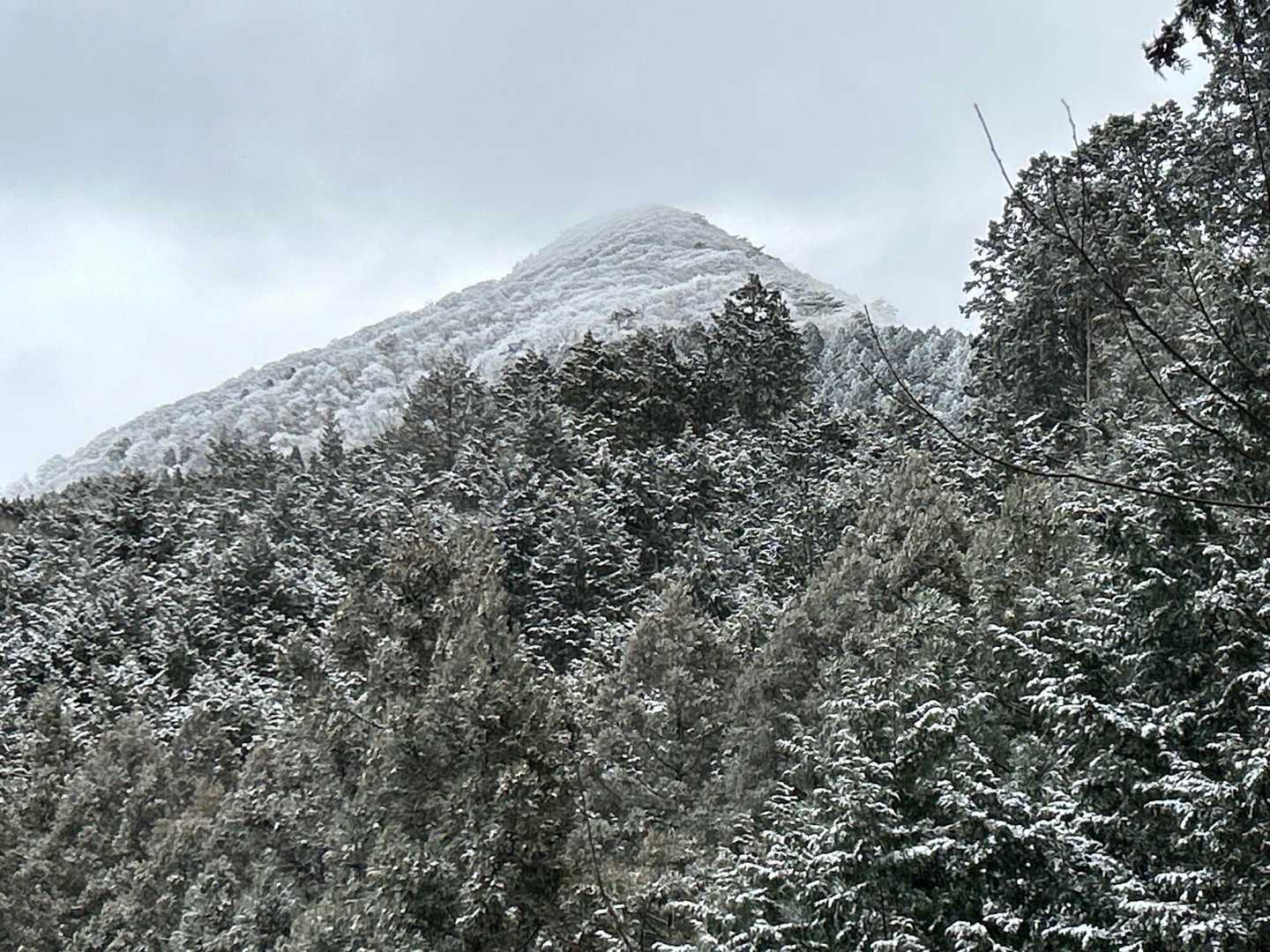 真っ白な高見山を望む