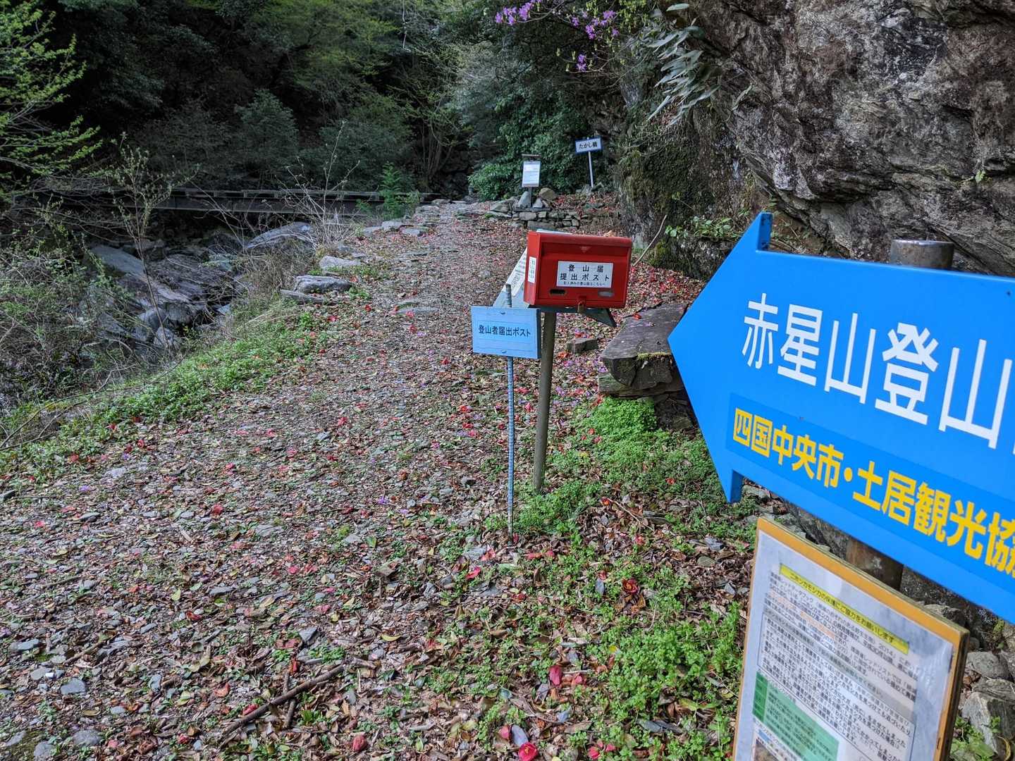 8時15分頃に駐車場に着くとほぼ満車でした。
Googleナビに、違う林道に連れて行かれ(正直の滝近く)20分ほどロスしました😑せっかく高速使ったのに😕。
同じ頃に着いた方々皆さん同じ事を言われてました。
地元の方の作られた案内板に従うのが正解です。
橋を渡ってスタートします。