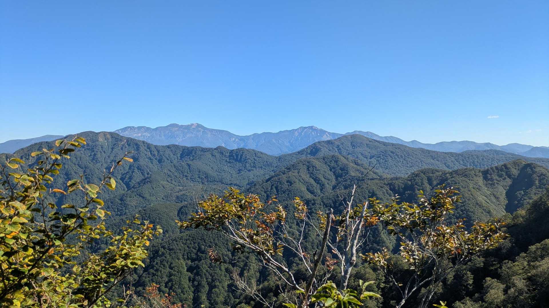 白山、別山。
手前に大長、赤兎。