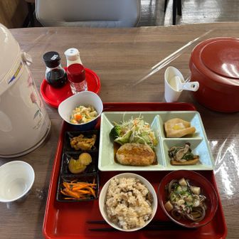 17：30〜夕飯 🍽️  おいし〜😋 特に舞茸ご飯と茗荷入りお蕎麦がで美味しかったー😋