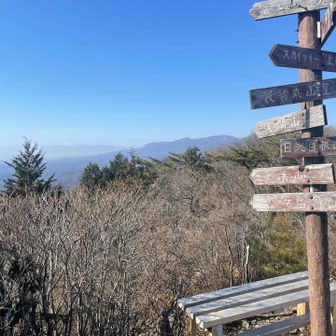 先に4人の方がいました
今日は暖か過ぎて南側の山々は霞んで見えづらいです