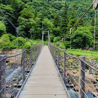 吊り橋を渡ります。