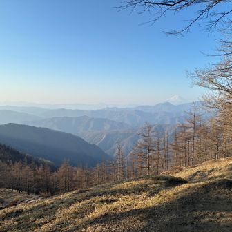 雲取山山頂から下り方向の眺め