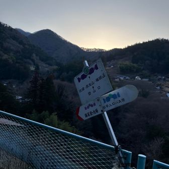 しばらくはロード。道標に従って進みます。麻生山から権現山へ繋がる稜線でしょうか？