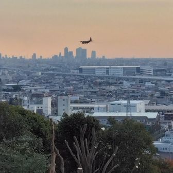 名駅ビル群とエアープレイン