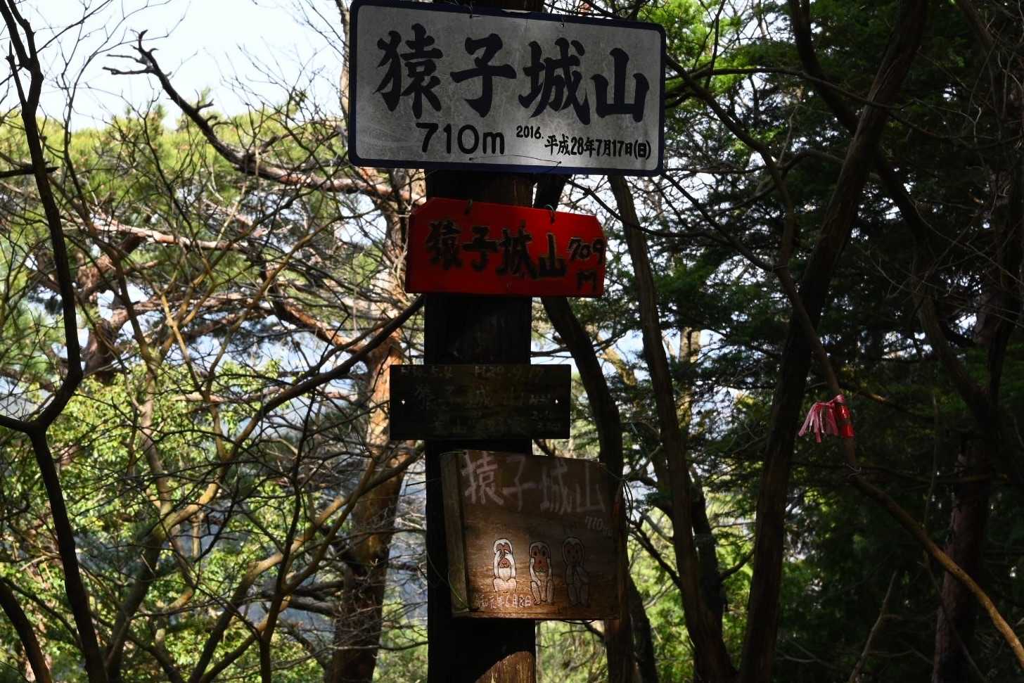 山名板がたくさん！
1番下、見ざる🙈に木漏れ日のスポットライト