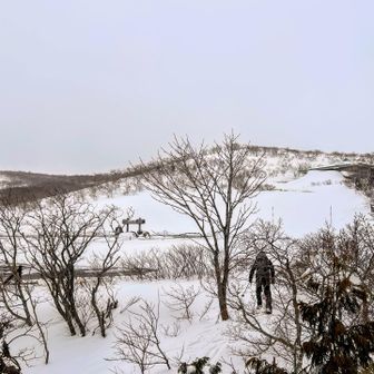 いわかがみ平到着！
空がどんよりして山頂方向は何も見えなくなってしまった💦