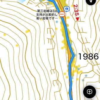 山頂標識は青点の位置なので、迂回路だと合流地点から少し戻った場所にあります(今後行く人の参考になれば)