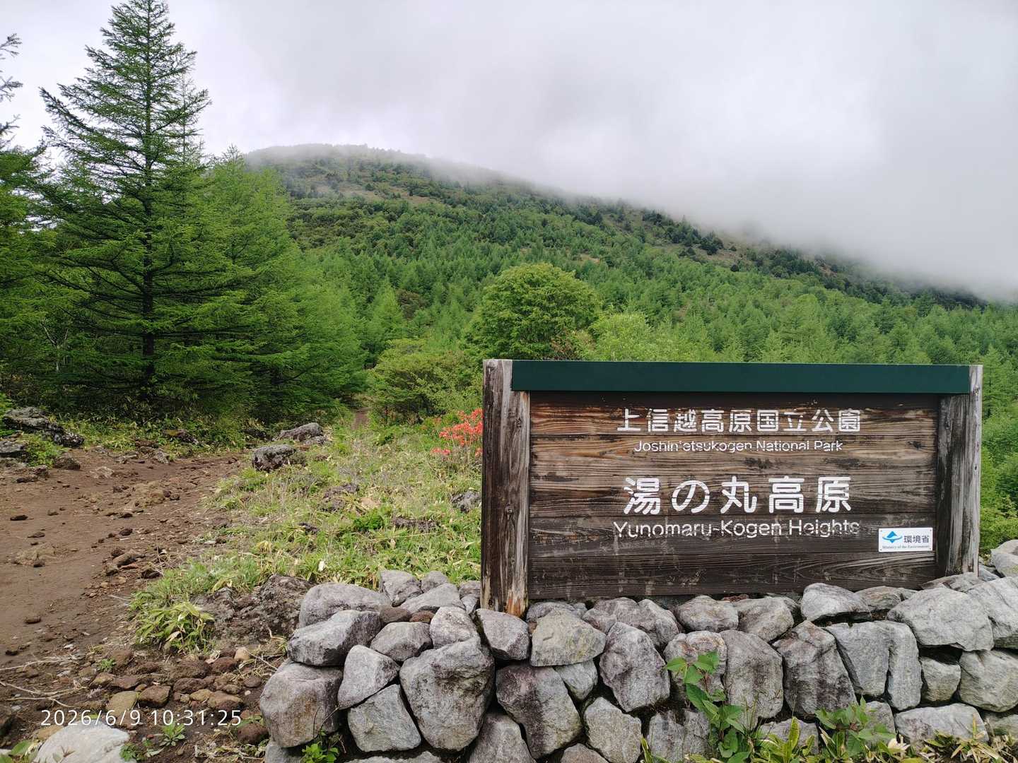 山頂はもくもく