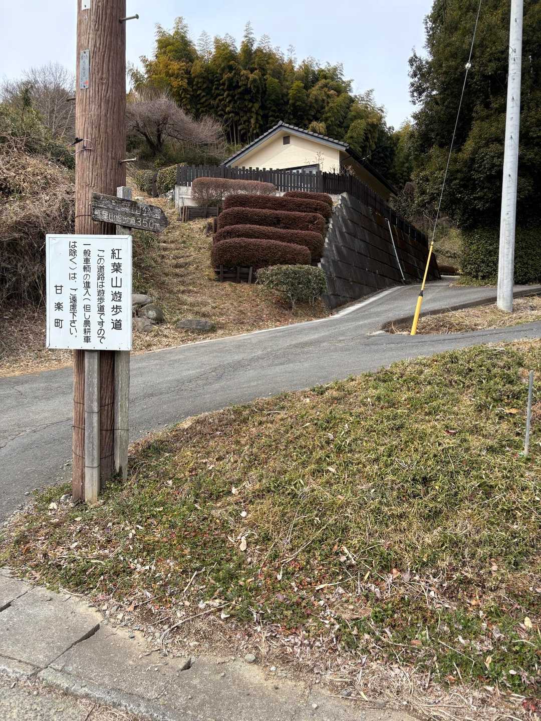 駐車場から歩いて遊歩道へ