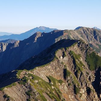 荒川岳の後ろに仙丈ヶ岳