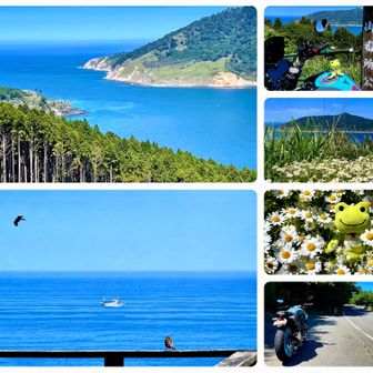 今日も鮎川からSTART🛵💨
(空も海もBEST💙BLUE〜😆)