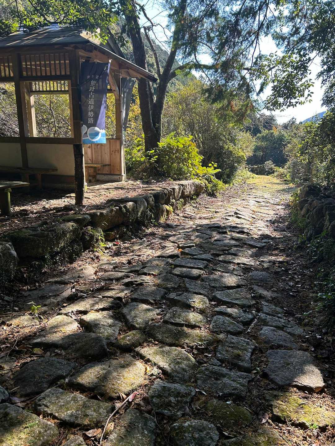 舗装路少し歩き分岐を再び石畳道へ