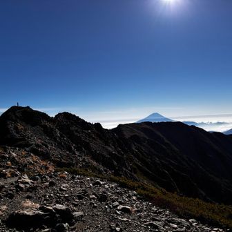 富士山に向かって歩く