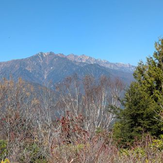 手前から爺ケ岳・鹿島槍ヶ岳・五竜岳・唐松岳からの奥に白馬がチョコっと