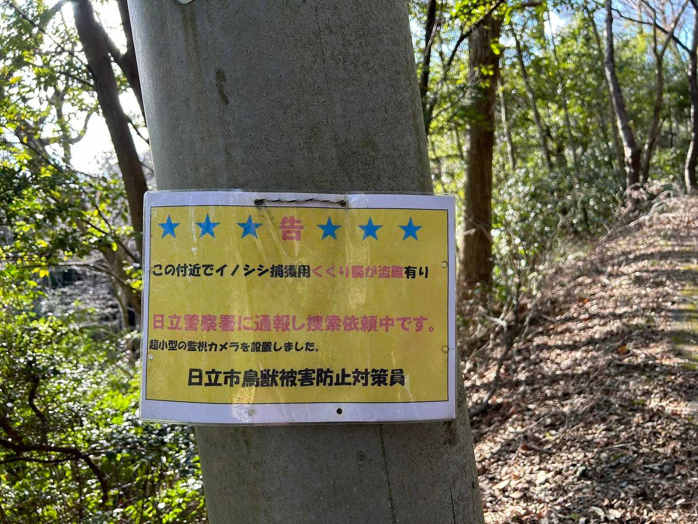 くくり罠の盗難があったみたい💦
悪い事をすると悪い事が起こりますよ💢