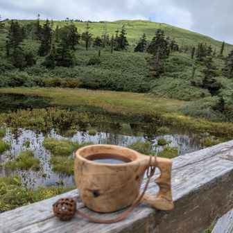 避難小屋でコーヒータイム