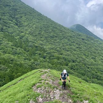 由布岳からおりて、飯盛ヶ城への登りです。