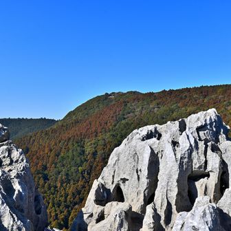 立須から見る三岳山山頂
中央のはげた部分