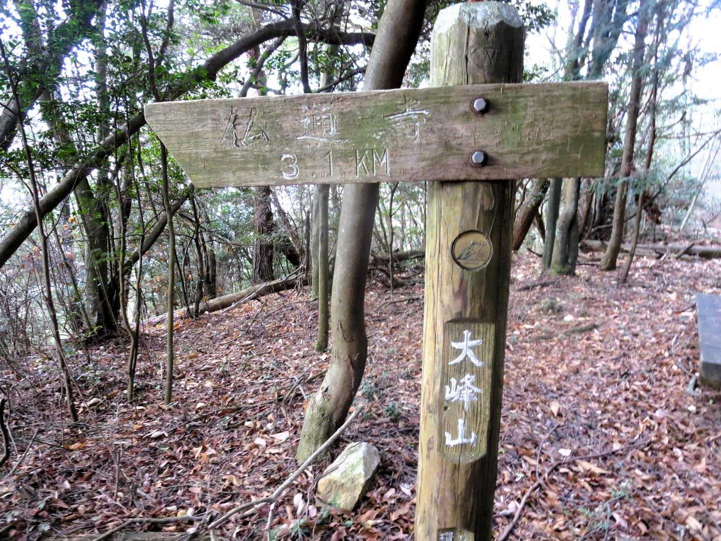 １３時４０分、山頂手前の佛通寺分岐に到着。　お寺はここからさらに３.１ｋｍ離れている。

