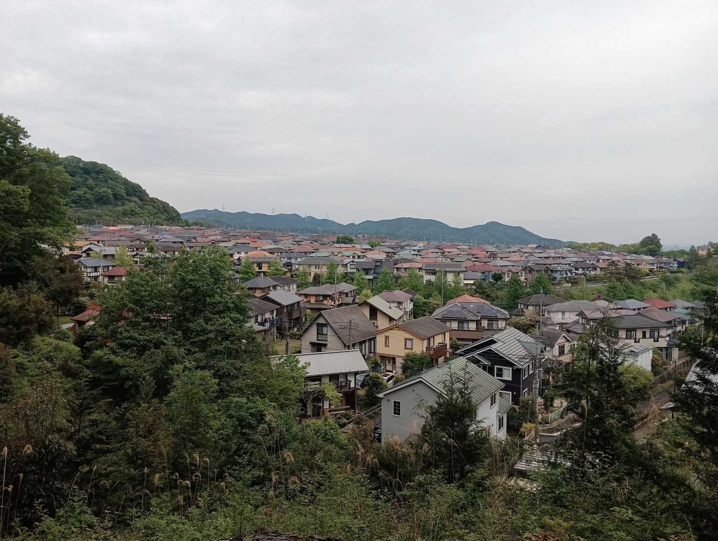 久須美ケルンに向かう途中、永田台の住宅地と奥に日和田山。
自分の中では住みたい街ランキング1位🥇