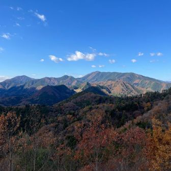 八重山展望台から。
扇山から権現山、奈良倉山まで見えました。
たくさん人がいたので休憩せずにスルー。