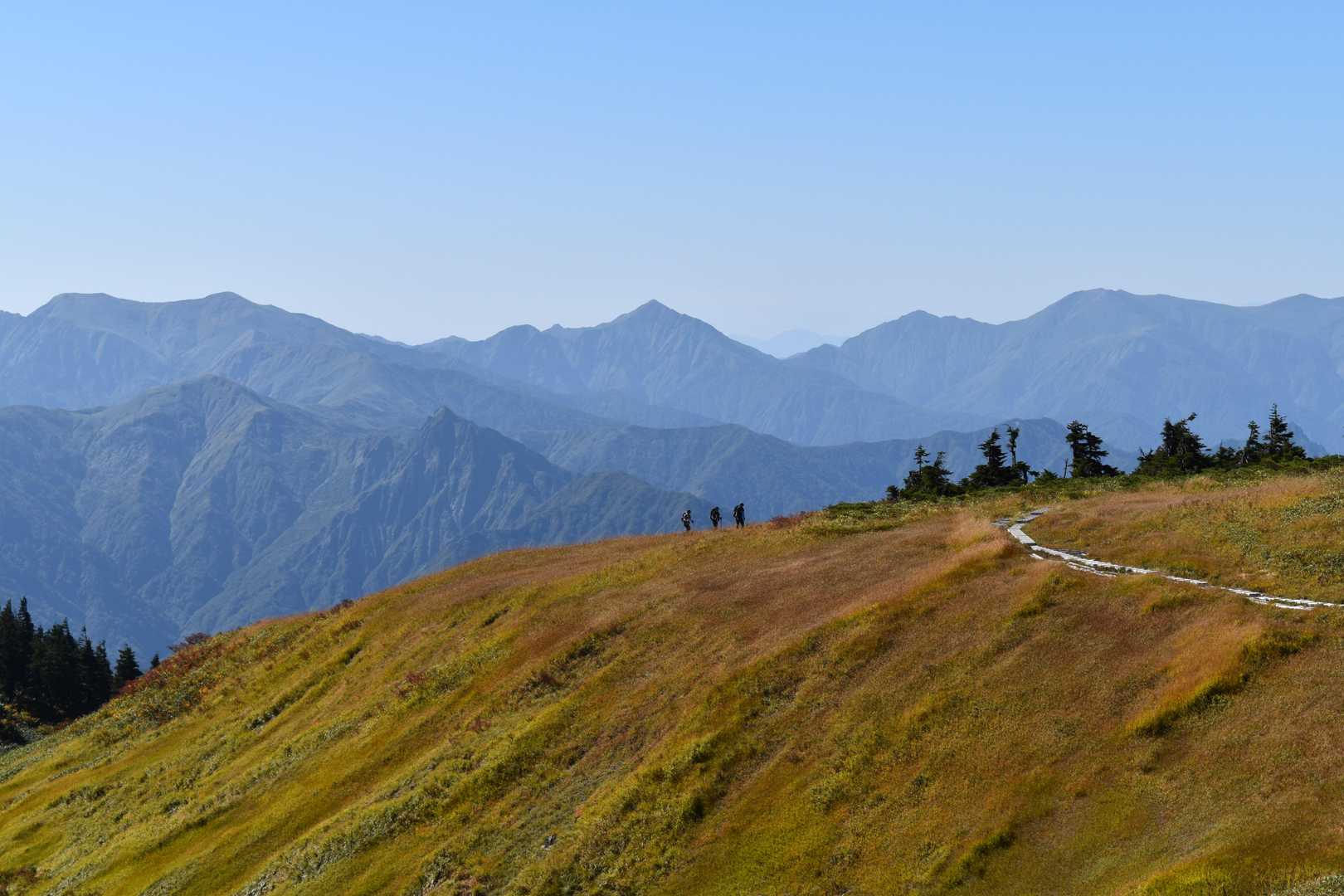 本日のベストショット
中央奥の万太郎山と草紅葉のグラデーションが気に入りました