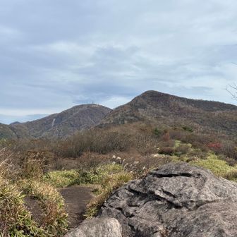 鍋割山頂はほぼノンストップで荒山目指す
奥は地蔵岳