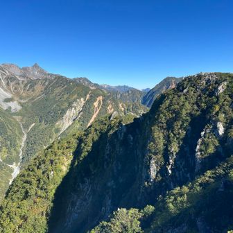 屏風の耳より。パノラマ絶景だ！
右が屏風の頭、左は槍ヶ岳