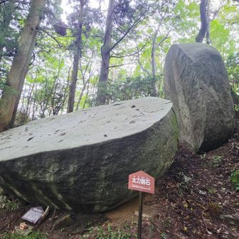 そして周回ルートへ向かう途中に太刀割石がありました。
見事にスパッと割れてますね。