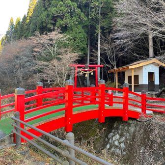 石割神社の駐車場の鳥居に到着