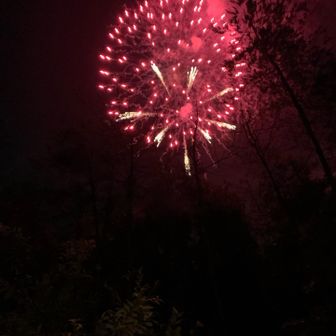 途中、お祭り終演の花火が上がってた
20発ぐらい？