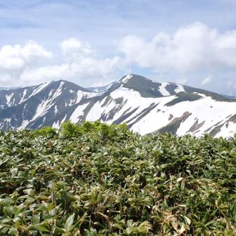 飯豊の稜線　北股岳、梅花皮岳？
