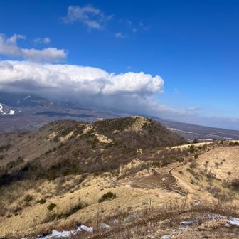 平沢山の後ろには八ヶ岳の長い裾野が見えます