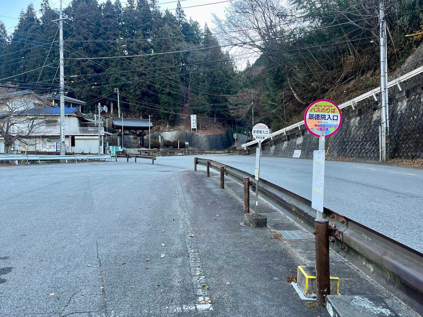 景徳院までバスで来ることも可能。300mくらい手前で甲斐大和駅8：10発に抜かれましたが負けた気はしない笑🚌